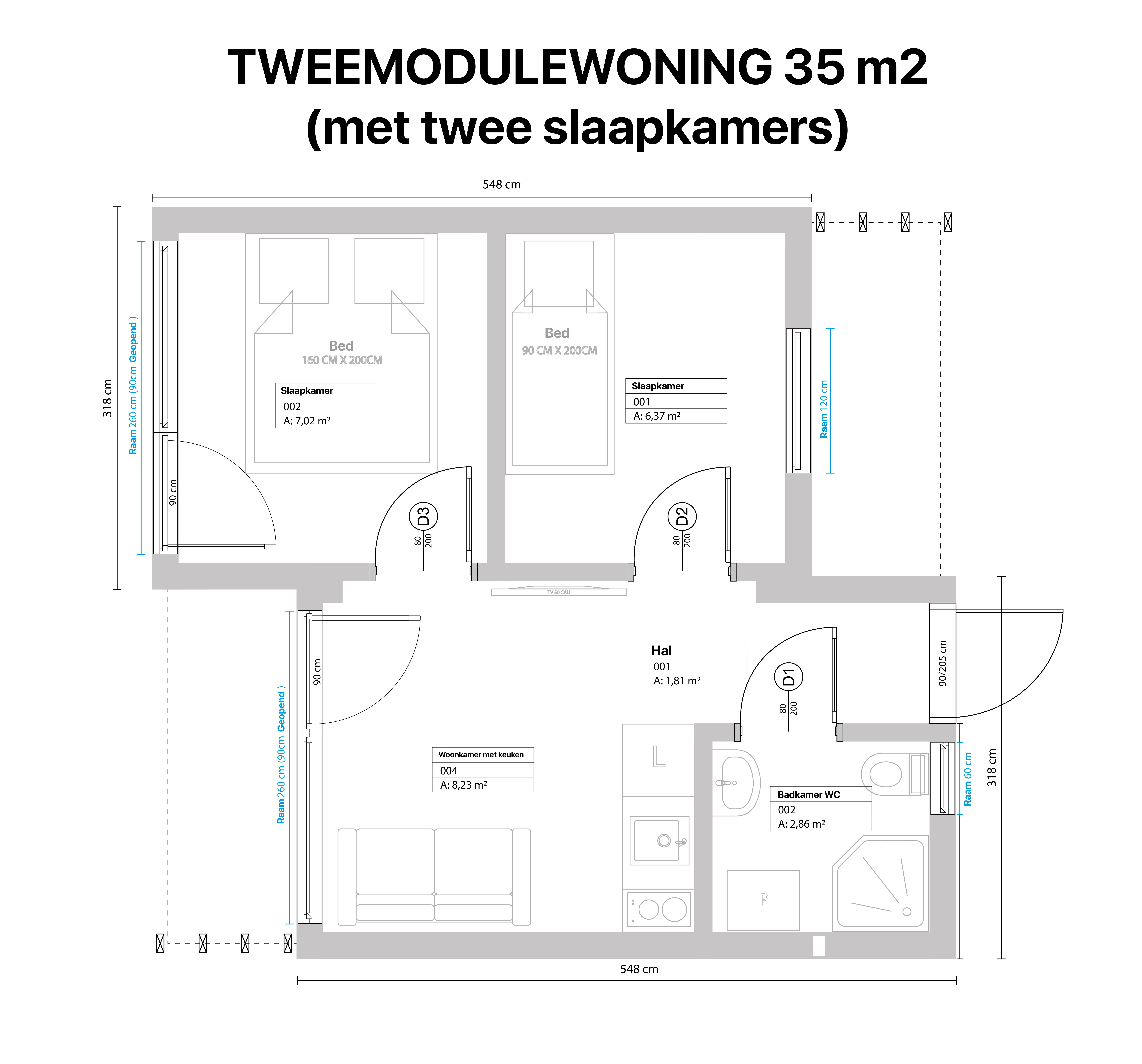 Plattegrond DUO 35m²