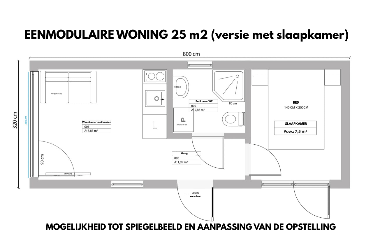 Plattegrond MONO 25m²